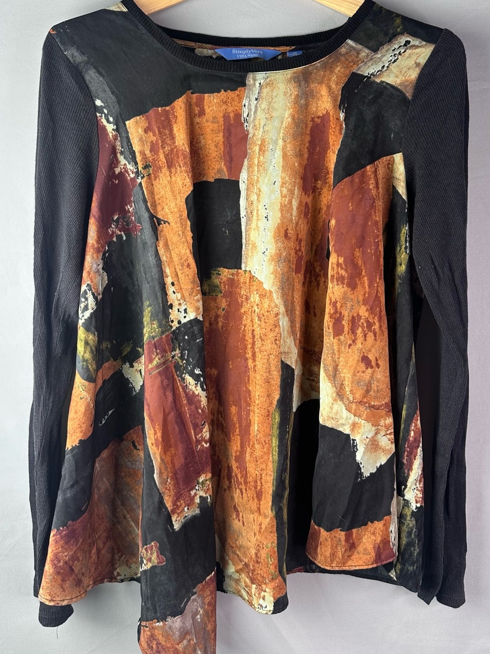 Simply Vera Vera Wang Abstract Graphic Colorblock Asymmetrical Top Size M